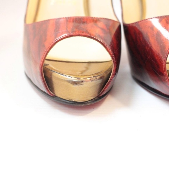 CHRISTIAN LOUBOUTIN #4775 Red-Gold Slingback Heels - Picture 7 of 8